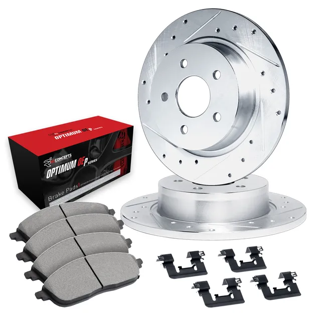 R1 Concepts WGUH1-74069 Brake Rotors - D/S - Silver W/ Optimum Oe Pads & Hdw